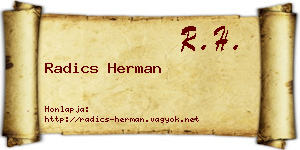 Radics Herman névjegykártya
