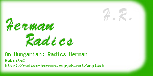 herman radics business card